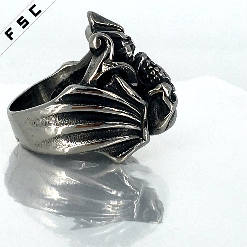 Vogue Factory Sale Skull Stainless Steel Health Crystal Unisex Ring
